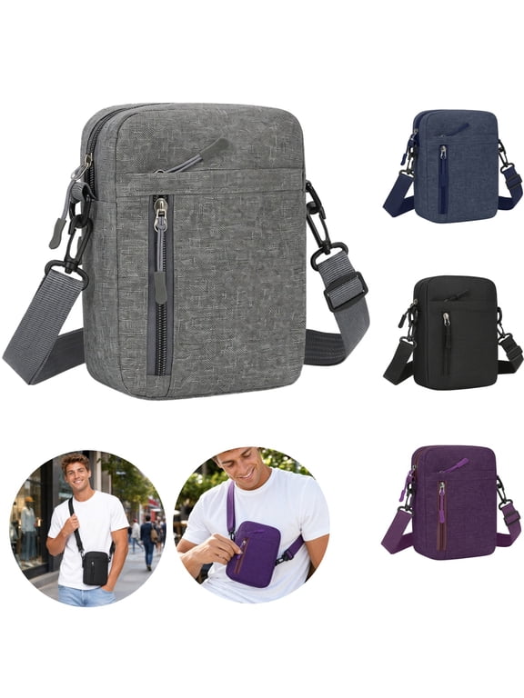 Small Messenger Bag for Men Women Water Resistant Adjustable Belt Crossbody Bags Shoulder Sling Bag for Travel Sports Gray