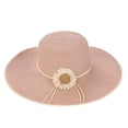 thumbnail image 1 of Clossjun Solid Straw Wide-Brim hat with Daisy Decor, UV-Protective, Lightweight for Trips., 1 of 3