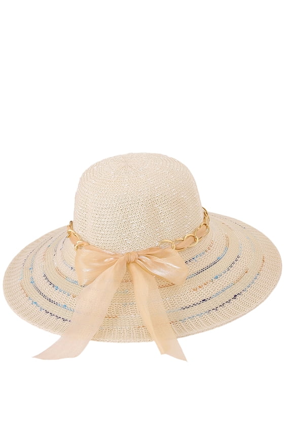 Straw Sun Hats for Women with Bow UPF 50+ UV Protection Visors Summer Travel Wide Brim Elegant Woven French Garden Hat