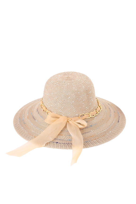 Straw Sun Hats for Women with Bow UPF 50+ UV Protection Visors Summer Travel Wide Brim Elegant Woven French Garden Hat