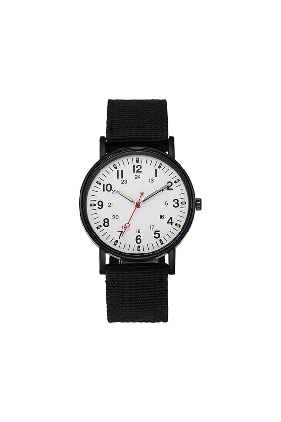 Unisex Analog Watch with Canvas Strap, Luminous Easy Read Dial, Sport Casual Quartz Wristwatch, Daily Water Resistant