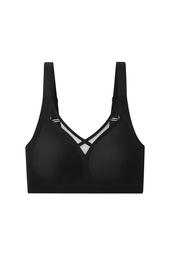 V-Neck Jelly Bras for Women Plus Size Lace Bras,Mesh Crossover Bra Wireless Daily Wear Light Weight Bras