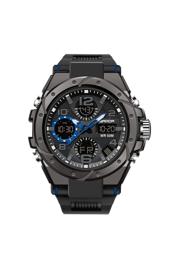 Watches for men Digital and Analog Sports Military Outdoor Waterproof Watch for Ladies with Stopwatch Alarm Dual Time Display White