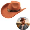 thumbnail image 1 of Clossjun Western Cowboy Hat for Men Women Classic Roll Up Fedora Caps with Buckle Belt Outdoor Activity Beanies Fashion Head Wear, 1 of 6