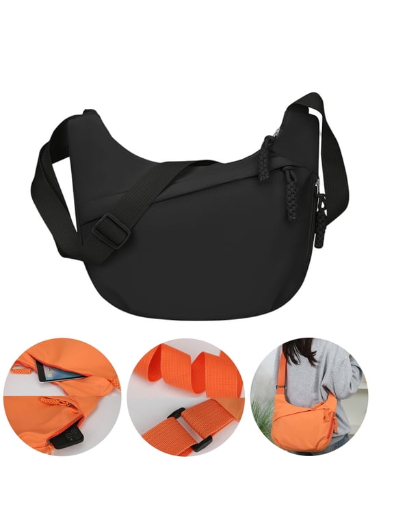 Women Crossbody Bags Casual Lightweight Shoulder Bags Fashion Half Moon Bags Adjustable Belt Flexible Daypacks For Work Out Back To School Black
