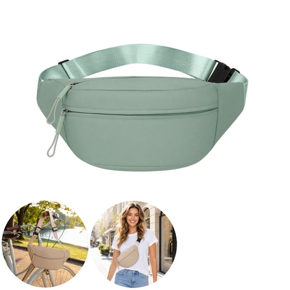 Clossjun Women Man Fanny Pack Daily Wear Crossbody Bag Adjustable Belt Lightweight Waist Bag with Zipper Daypacks For Work Out Back To School Green