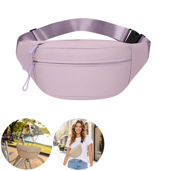Clossjun Women Man Fanny Pack Daily Wear Crossbody Bag Adjustable Belt Lightweight Waist Bag with Zipper Daypacks For Work Out Back To School Purple
