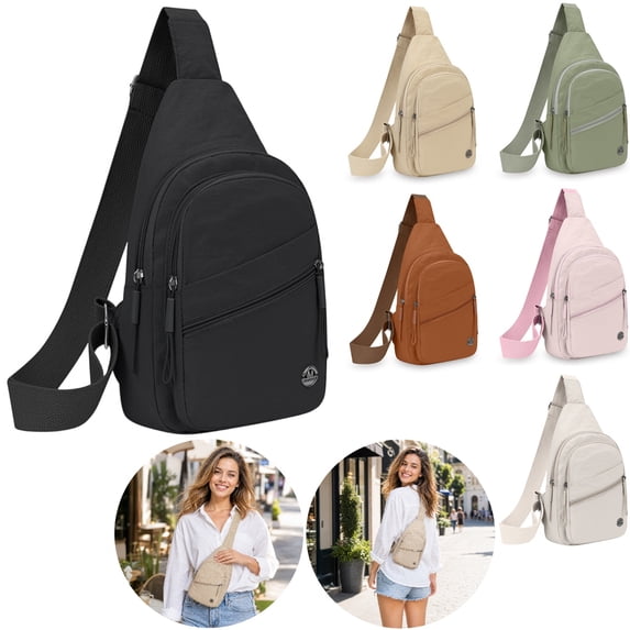 Clossjun Women Men Small Crossbody Bags Daily Wear Sling Bag Adjustable Belt Casual Daypacks For Work Out Hiking Party Back To School Black