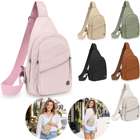 Clossjun Women Men Small Crossbody Bags Daily Wear Sling Bag Adjustable Belt Casual Daypacks For Work Out Hiking Party Back To School Pink