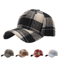 thumbnail image 1 of Clossjun Women Men Stylish Plaid Baseball Cap Fall Winter Warm Classic Hat Soft Casual Dad Hat for Outdoor Sport Black, 1 of 6