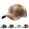 thumbnail image 1 of Clossjun Women Men Stylish Plaid Baseball Cap Fall Winter Warm Classic Hat Soft Casual Dad Hat for Outdoor Sport Khaki, 1 of 6