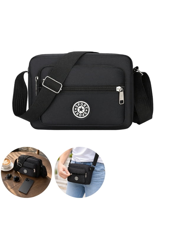 Women Nylon Crossbody Bags Adjustable Belt Lightweight Daypacks Casual Flexible Waist Packs For Work Out Back To School Black