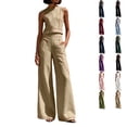 thumbnail image 1 of Clossjun Women's 2 Piece Casual Lounge Sets Sleeveless Tops & Wide-Leg Pants Sets Fall Wear Fashion Outfit Sets L, 1 of 6