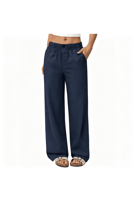 Women's Wide Leg Capri Pants Cropped Palazzo Summer Beach Vacation Casual Pants with Pockets
