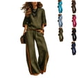 thumbnail image 1 of Clossjun Womens Cotton Linen Outfit Sets Two Piece Loose Fits Top & Side Stripe Long Pants Sets Casual Going Out Lounge Sets M, 1 of 5