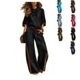 thumbnail image 1 of Clossjun Womens Cotton Linen Outfit Sets Two Piece Loose Fits Top & Side Stripe Long Pants Sets Casual Going Out Lounge Sets M, 1 of 5