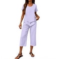 thumbnail image 1 of Clossjun Womens Sets Two Piece Capri Outfits Casual Trendy Fitted Crop Pants and Top Matching Suits Summer Cloths, 1 of 5