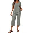 thumbnail image 1 of Clossjun Womens Sets Two Piece Capri Outfits Casual Trendy Fitted Crop Pants and Top Matching Suits Summer Cloths, 1 of 5