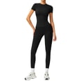 thumbnail image 1 of Clossjun Womens Two Piece Workout Sets Slim Fit Short Sleeve Shirt High Waist Leggings Yoga Outfits Matching Gym Suits, 1 of 6