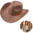 thumbnail image 1 of Clossjun Womens Western Cowboy Hats Studded Pinched Cowgirl Caps Wide Brim Fedoras Beanies with Belt Buckle Party Outdoor Activity Head Wear, 1 of 6