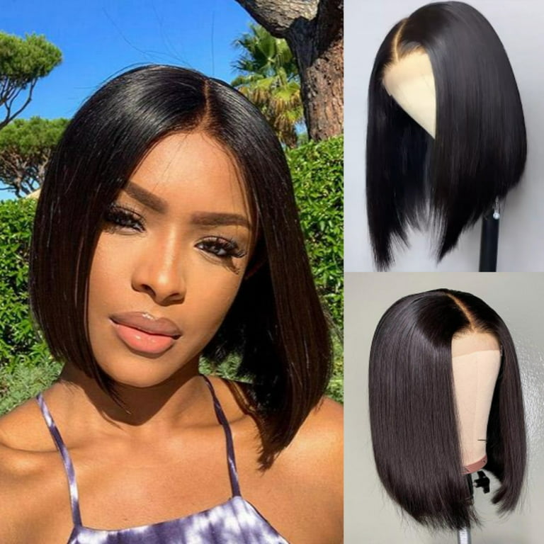 Straight Bob Wigs Human Hair 12 inch Bob Lace Front Wig for Black Women  Brazilian Hair 4x4 Lace Closure Wigs Human Hair Glueless Bob Wig 