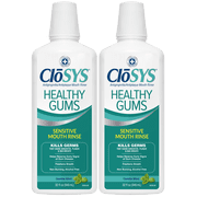 Closys Healthy Gums Mouthwash, Antiplaque and Antigingivitis for Gum Health, Non-Burning, Non-Irritating 32 Fl Oz Twin Pack