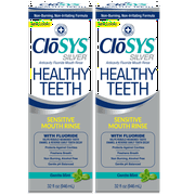 Closys Healthy Teeth Anti-Cavity Oral Rinse Mouthwash with Fluoride, Non-Burning, Non-Irritating – 32 Fl Oz (Pack of 2)
