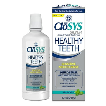 Closys Healthy Teeth Anti-Cavity Oral Rinse Mouthwash with Fluoride, Non-Burning, Non-Irritating – 32 Fl oz
