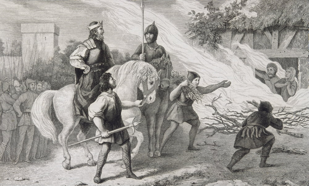 Clotaire I 497 To 561 Burns His Rebellious Son And Family From Histoire De France By Colart Published Circa 1840 Canvas Art - Ken Welsh Design Pics (19 x 11)