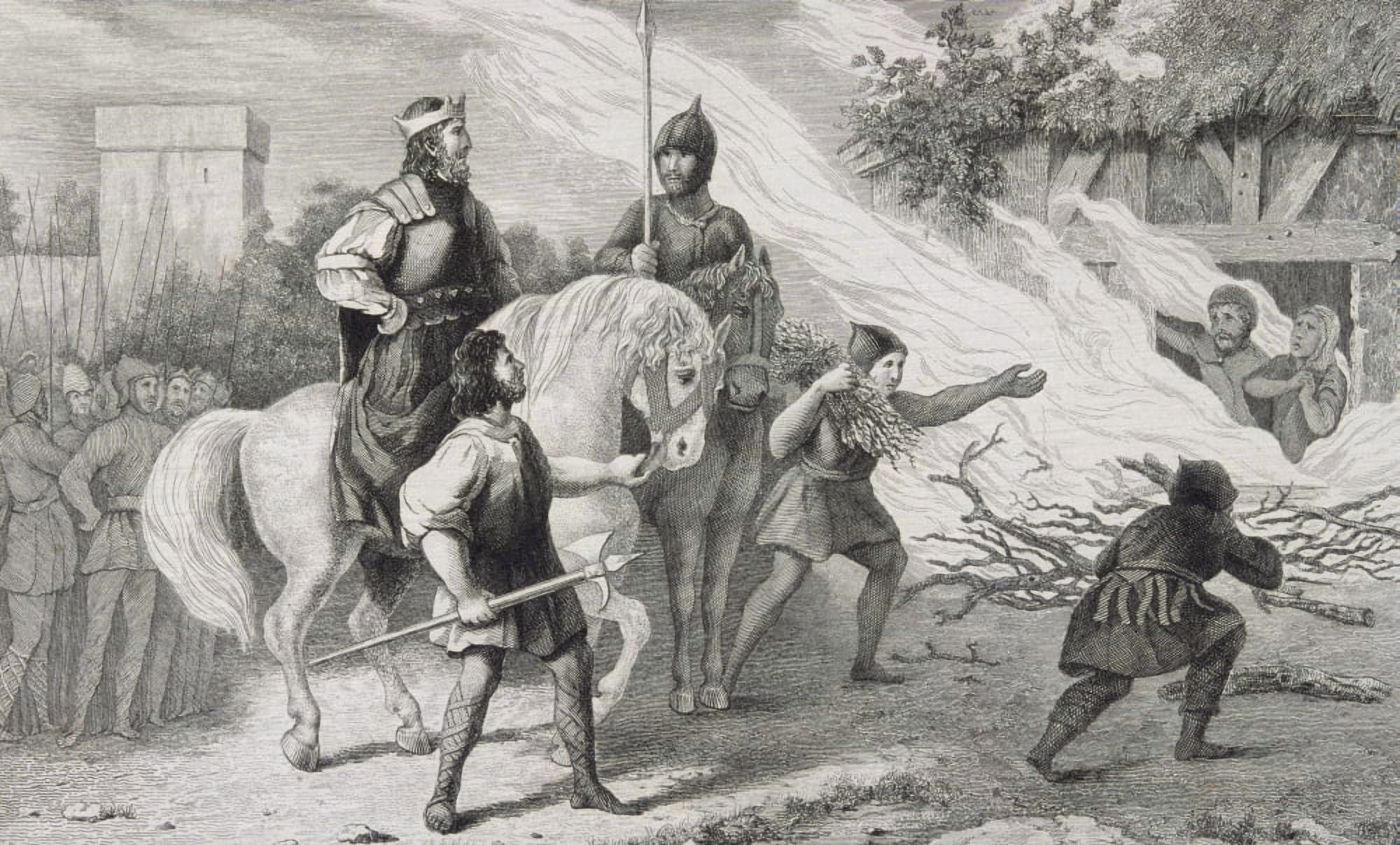 Clotaire I 497 To 561 Burns His Rebellious Son And Family From Histoire De France By Colart Published Circa 1840 Canvas Art - Ken Welsh Design Pics (38 x 22)