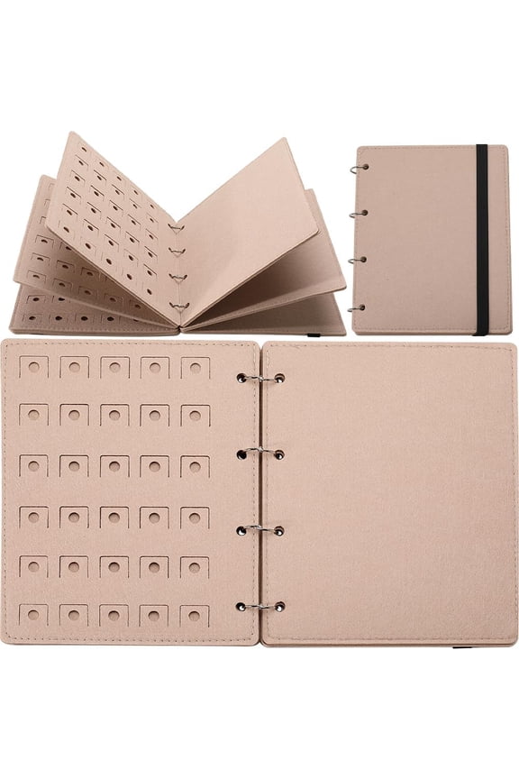 Cloth 4 Pages Shoe Charms Organizer Brown Felt Charm Display Holder Rectangle Shoe Charm Collection Booklet Binder Book Display Stand Portable Travelling Storage Bag for Sneakers Sandals Cloth