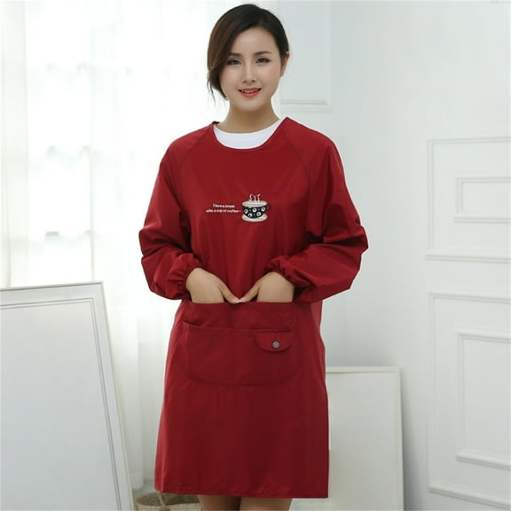 Cloth Apron With Pockets Long Sleeved Adult Smock Reversible Work Apron One Size Suitable For Home Kitchen Crafts