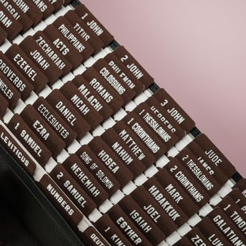 -Cloth Bible tabs,Bible Tabs for Women and Men(White Embossed Lettering) Large Print Stickers, Easy to Read and Apply, 66 Chapters Labels for Easy Navigation(Brown)