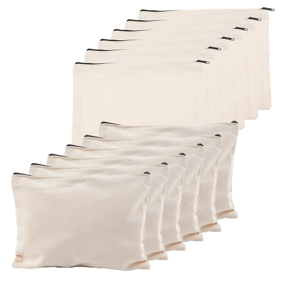 Cloth Blank DIY Craft bag Canvas Pen bag Multipurpose Travel Toiletry Pouch with Zipper Black 235x178x3mm