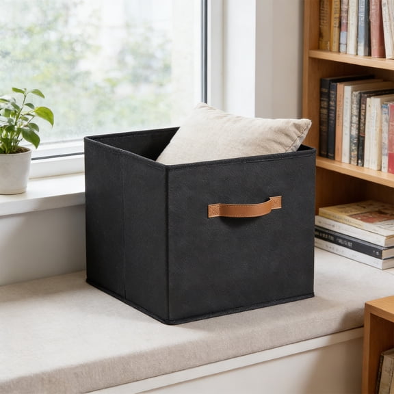 Cloth Box 20L Square Storage Box 5.28 Gallon Foldable Fabric Storage Baskets for Home Organization Drawer Type Non-Woven Storage Cubes(Black,1Pcs) JASKFLY