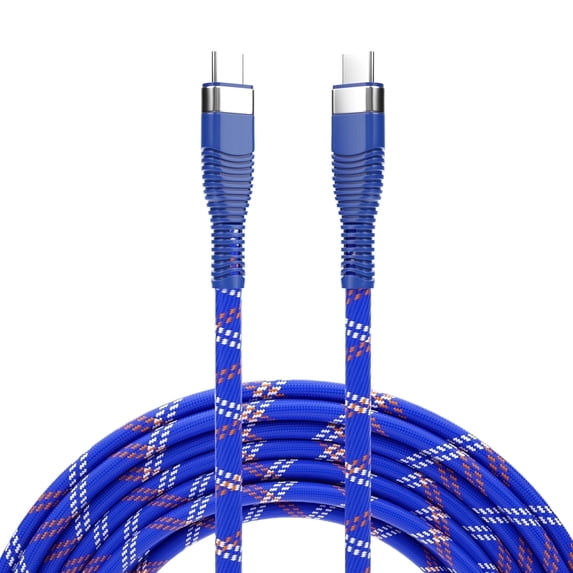 Wellooch 6ft 60W USB-C to USB-C Cable, Blue - Tangle-Free Braided Fast Charger Cord