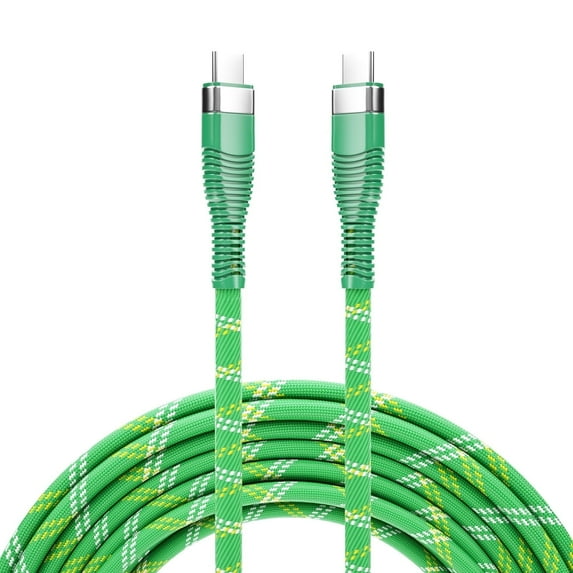 Wellooch 6ft 60W USB-C to USB-C Cable, Green - Tangle-Free Braided Fast Charger Cord