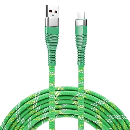 6ft USB-A to USB-C Cable-Braided Charging & Data Transfer, Green