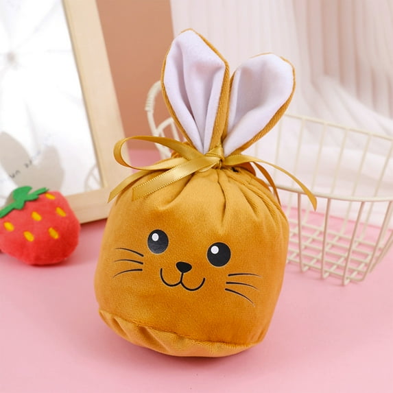 Cloth Candy Bag Orange Color Velvet Easter Bunny Gift Bags with ...