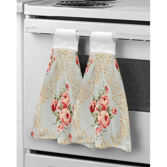 Cloth Cleaning Hanging Kitchen Towel Absorbent Microfiber Bathroom Household Towel Hand Style Pastoral Rabbit Flowers Easter