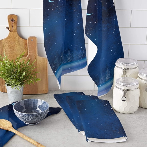 Cloth Cleaning Towel Wiping Microfiber Accessories Tools Kitchen Household Towels Kitchen Trees Beautiful Stars Moon Sky Starry