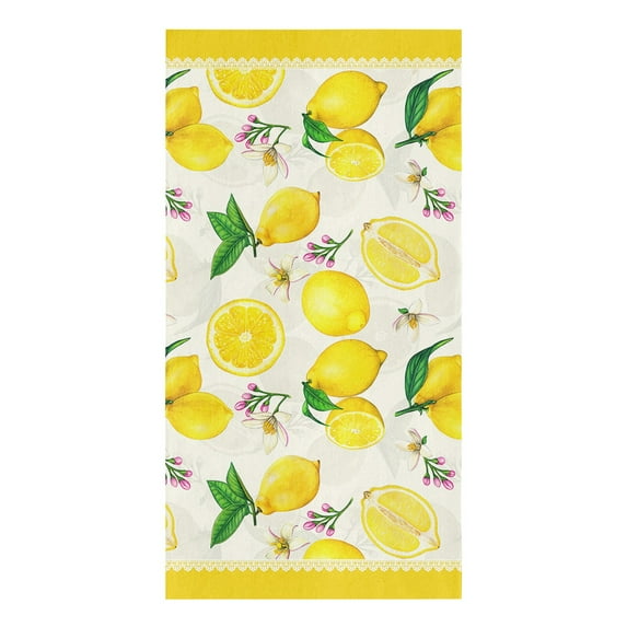 Cloth Cleaning Towel Wiping Microfiber Accessories Tools Kitchen Household Towels Kitchen Yellow White Fruit Lemon Watercolor