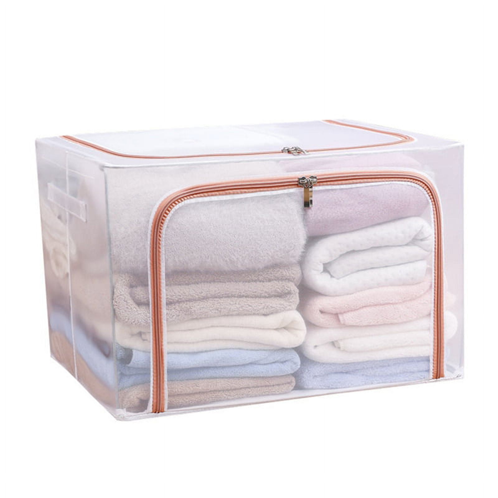 Cloth Clothes Steel Frame Transparent Storage Box Bed Sheet Blanket Pillow  Shoe Rack Container Fold