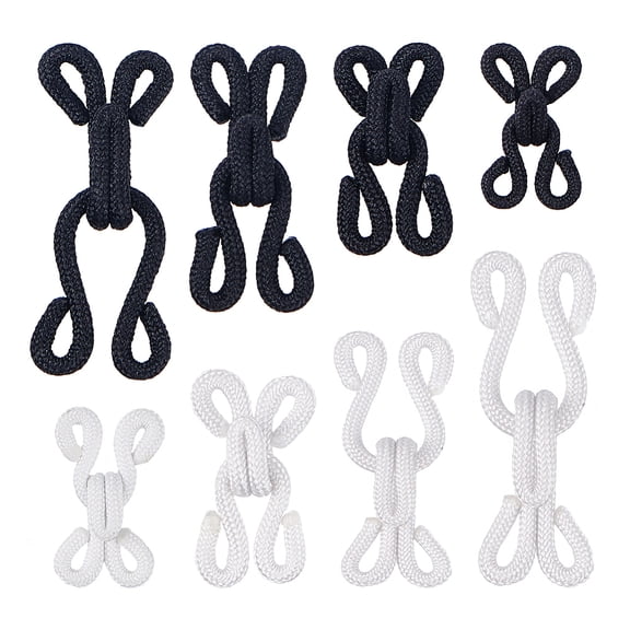 Cloth Clover Brass Buckles Sewing Hooks and Eyes Closure for Bra Clothing Trousers Skirt Sewing DIY Craft Black White 48sets/box