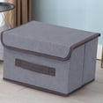 thumbnail image 1 of Cloth Covered Storage Box, Large Capacity Household Storage Container with Lid, Foldable Fabric Box for Clothes and Daily Items, 1 of 4