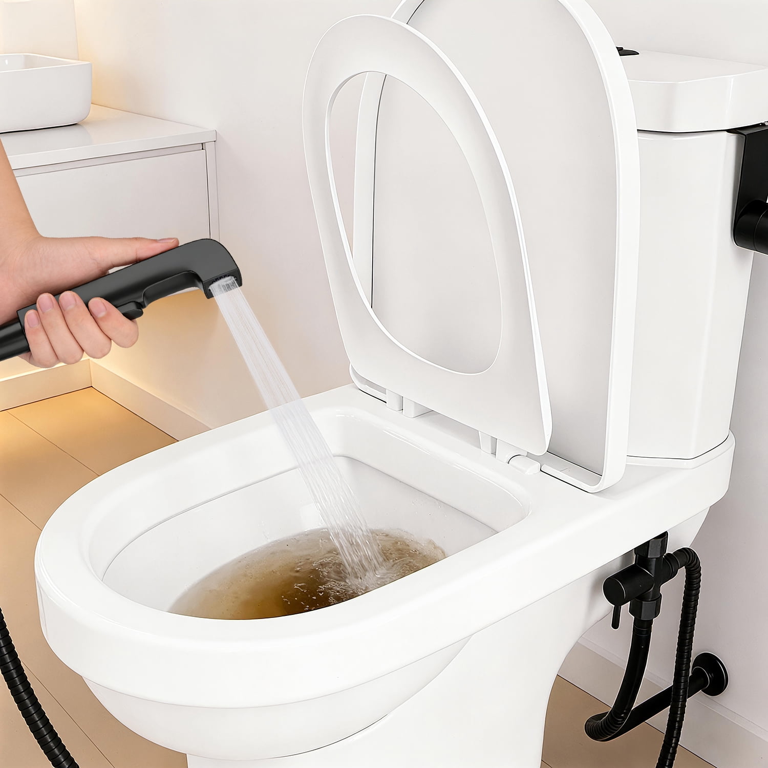 Cloth Diaper Sprayer for Toilet, Stainless Steel Handheld Bidet with Shut Off Valve and Dual Mount Options