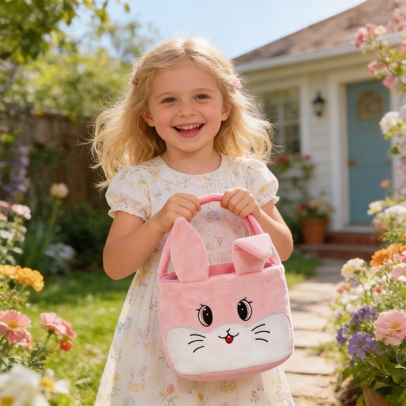 Cloth Easter Basket Ear Bag Chicken Egg Storage Bag, Soft Wear-Resistant Fabric Moderate Load-Bearing, Reinforced Strap Washable Non-Deform, Lightweight For Easter Home Decor Egg Snack Misc Storage