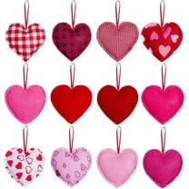 Cloth Fabric Heart Shape Pendants,Sequin Trim Love Heart Baubles,Adorable Felt Heart Ornaments,Hanging Valentine's Day Decorations,for Wedding Party DIY Crafts 24 Pack Mixcolor