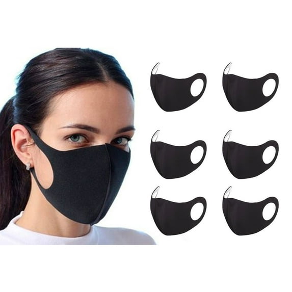 Cloth Face Mask Reuseable Washable Black 6 Pack