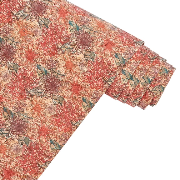 Cloth Flower Pattern Cork Wood Craft Fabric for Garment Accessories Colorful 13.8~14x0.05cm